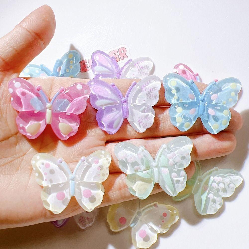 10Pcs Kawaii Butterfly Acrylic Patch Handmade Clothing Jewelry Decor DIY Hairpin Patches Stationery