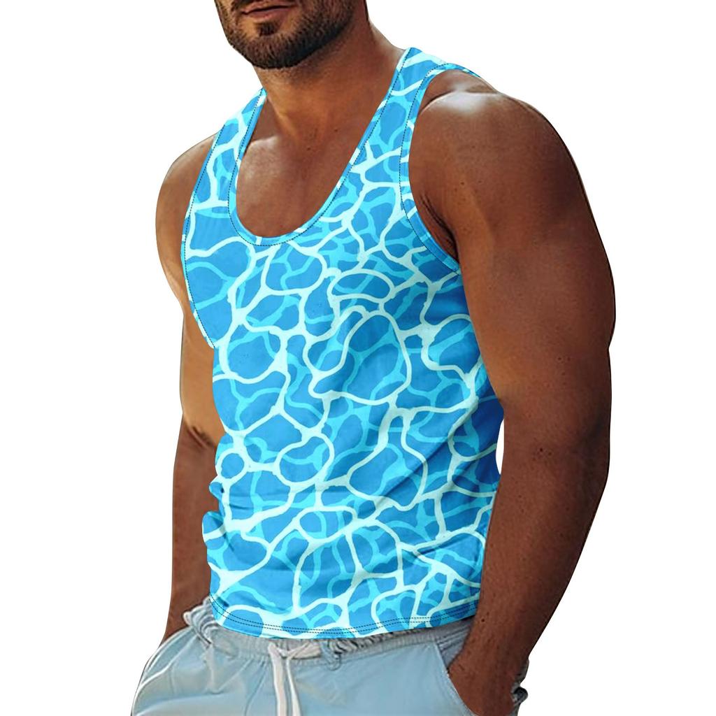 Canotta da spiaggia da surf estiva da uomo, casual, traspirante, senza maniche, con stampa ampia