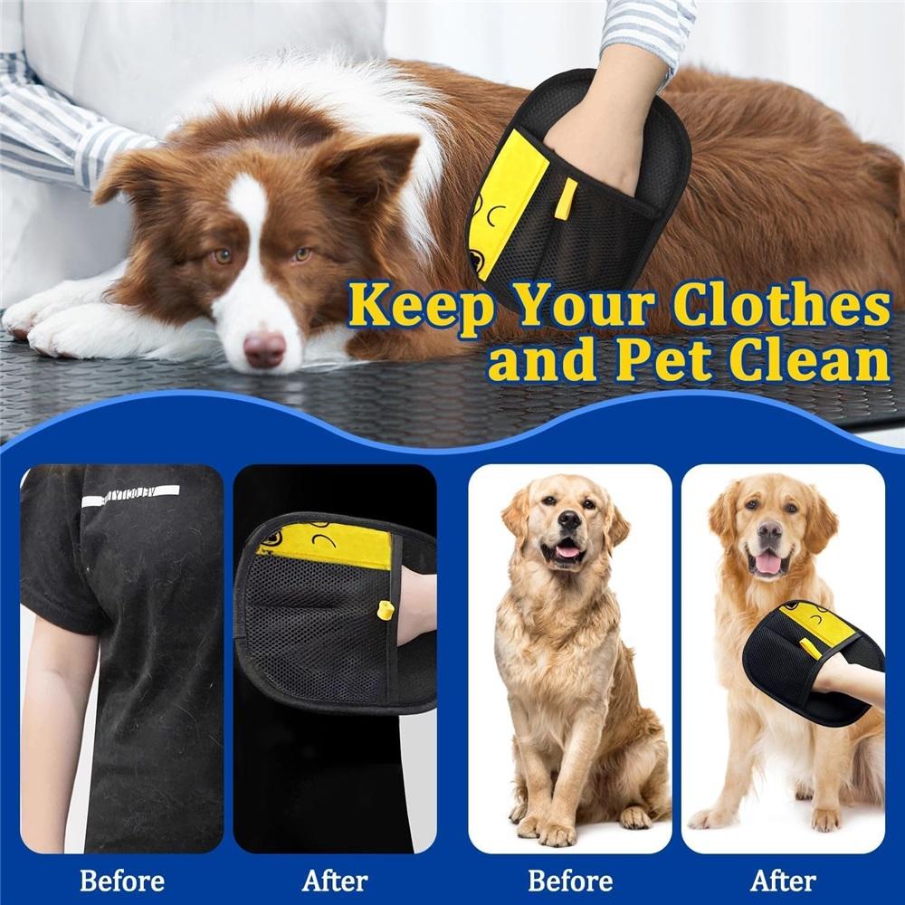 2-Pack Pet Hair Removal Gloves, Static-Cled Pet Hair Removal Gloves, Reusable Pet Grooming Tool, Ideal For Bathing, Hair Removal, And Grooming