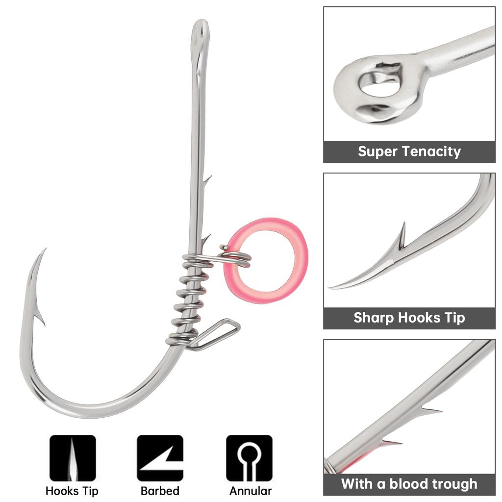 30pcs Carbon Steel Barbed Shrimp Hooks 2/0-4/0 Universal Freshwater Saltwater with Storage Box