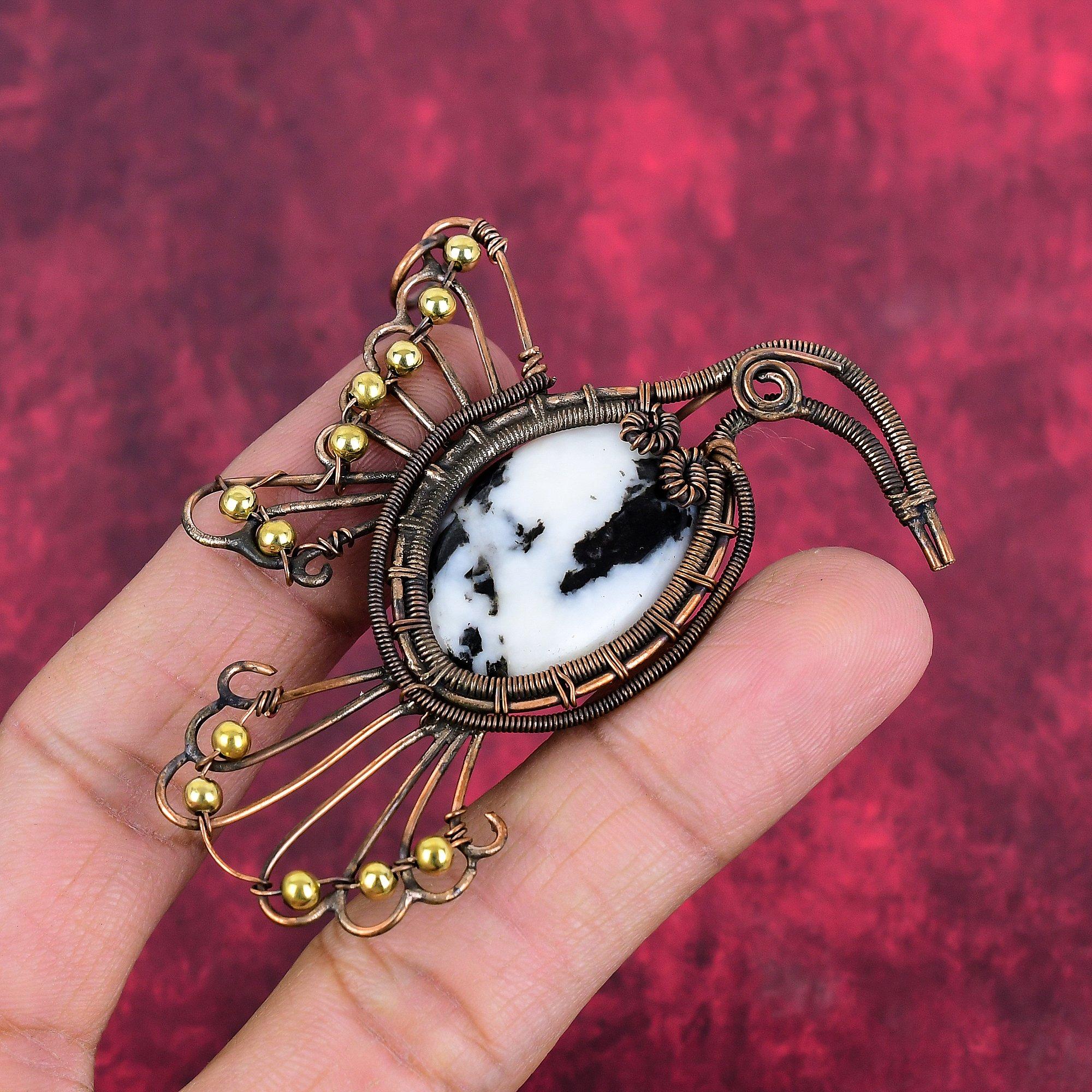 White buffalo turquoise pendant copper wire wrapped pendant gemstone copper jewelry bird pendant gift for her handmade latest design pendant