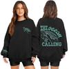 Women's Fashion Long Sleeve Print Round Neck Loose Pullover Sweater Top
