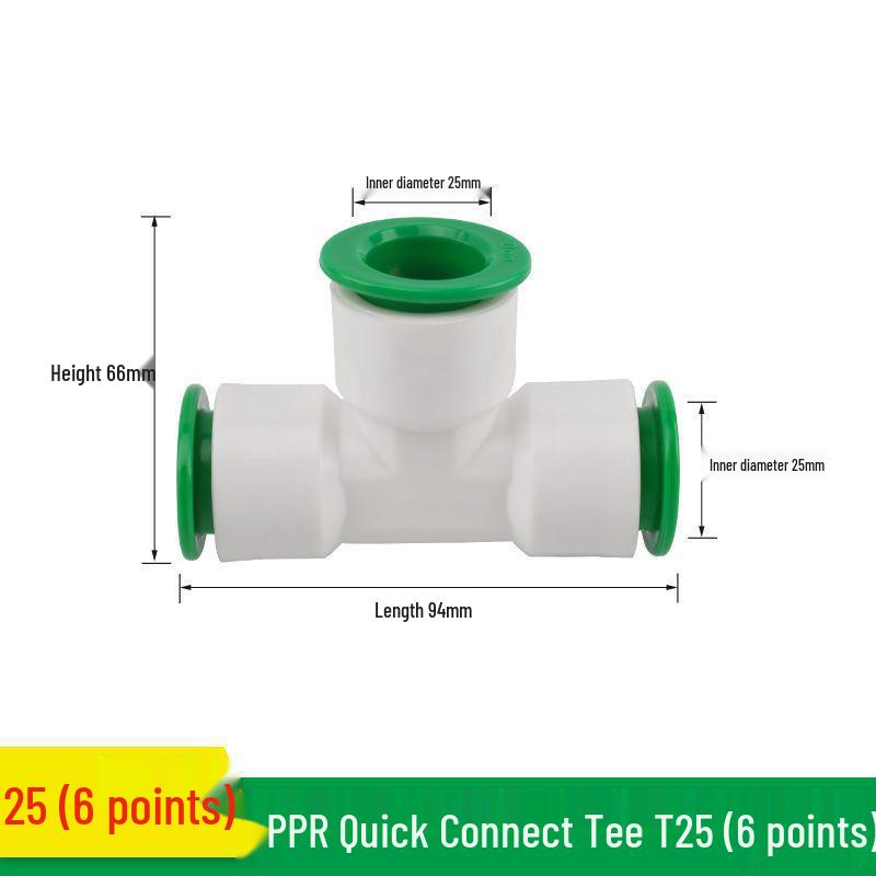 Quick Connect PPR Ball Valve PVC Elbow Tee, No Hot Melt, 4 Points/40 PE Water Pipe Fittings.
