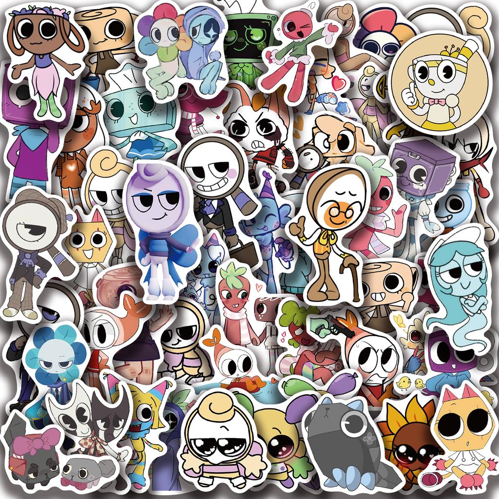 52PCS Dandys World Stickers Colorful Painted Cute Cartoon Animation Cup Laptop Mobile Phone Luggage Decoration Stickers
