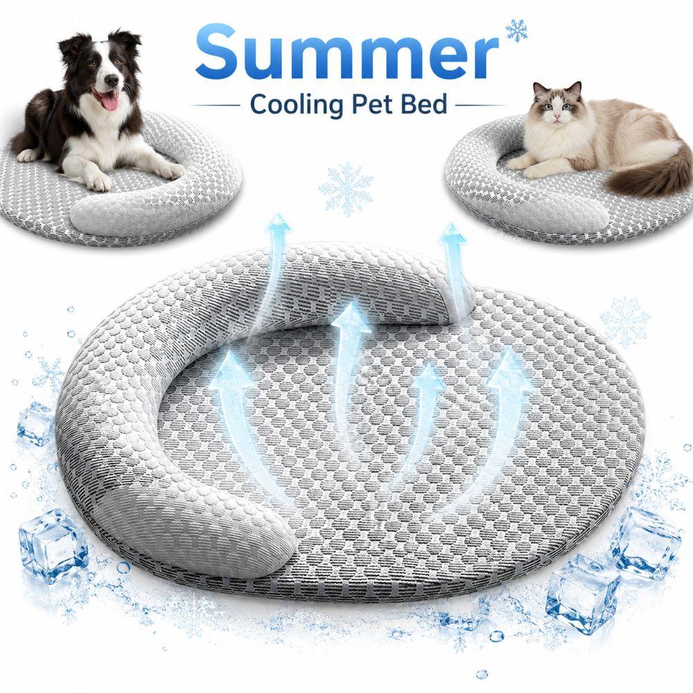 Oval Summer Cooling Dog Bed Ice Silk Pet Nest New Cat Cooling Pad  For Small Medium Large Pet