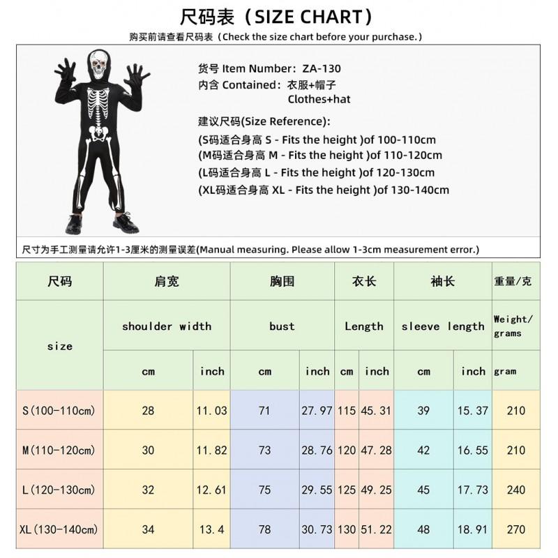 Kids Halloween Skeleton Costume Set Glow-in-the-Dark Ghost Outfit Party Stage Performance Unisex