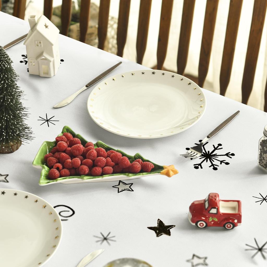 Christmas Trees Buffalo Plaid Black Rectangle Tablecloth Dining Room Decor Waterproof Tablecloth For Table Xmas Party Supplies