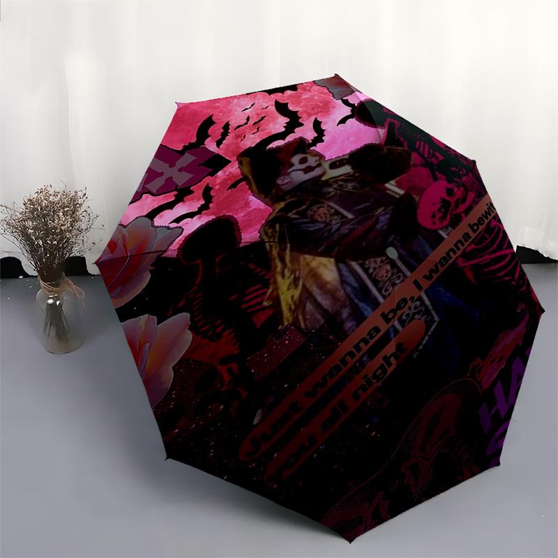 1pc Halloween Spooky Automatic Open, Windproof, Compact Travel Umbrella, Gift for Birthday, Christmas, Business 93012