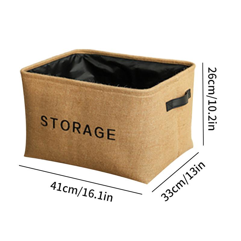 Simple Linen Storage Basket Cotton Linen Laundry Basket Foldable Desktop Sundries Organizer Closet Clothes Underwear Storage Box