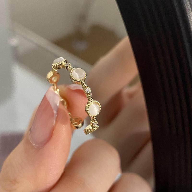 

Трендовое регулируемое медное кольцо с изысканным розовым бриллиантом цирконием для женщин