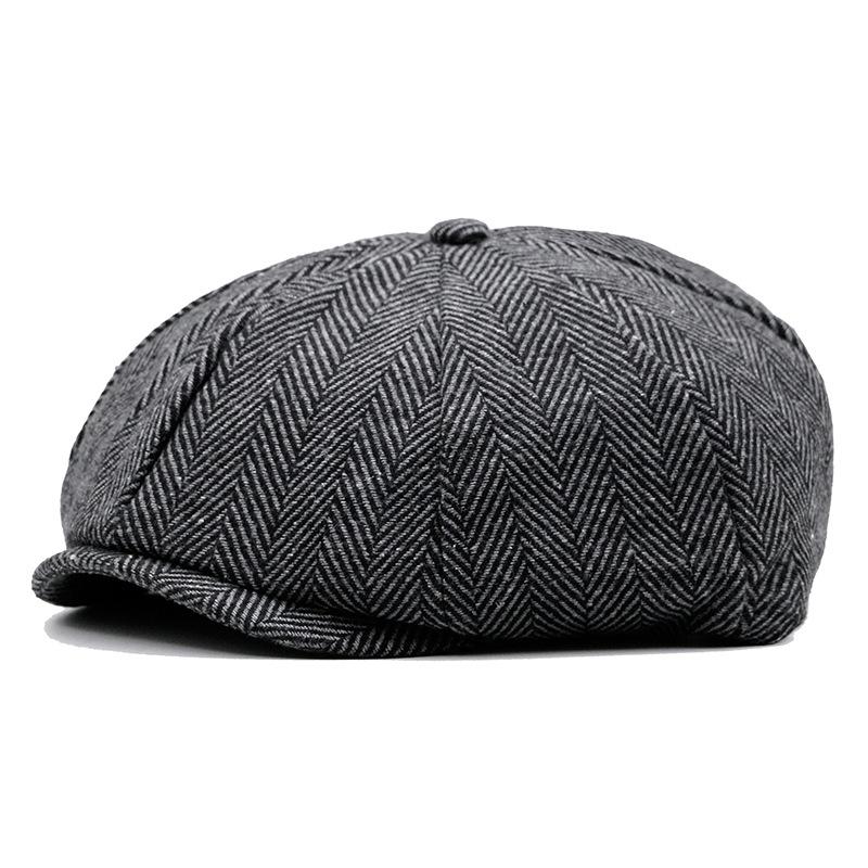 Autumn and Winter Warm Tweed Octagonal Cap Large Size Beret Big Head Circumference Duck Tongue Hat Outdoor Men and Women Painter Hat