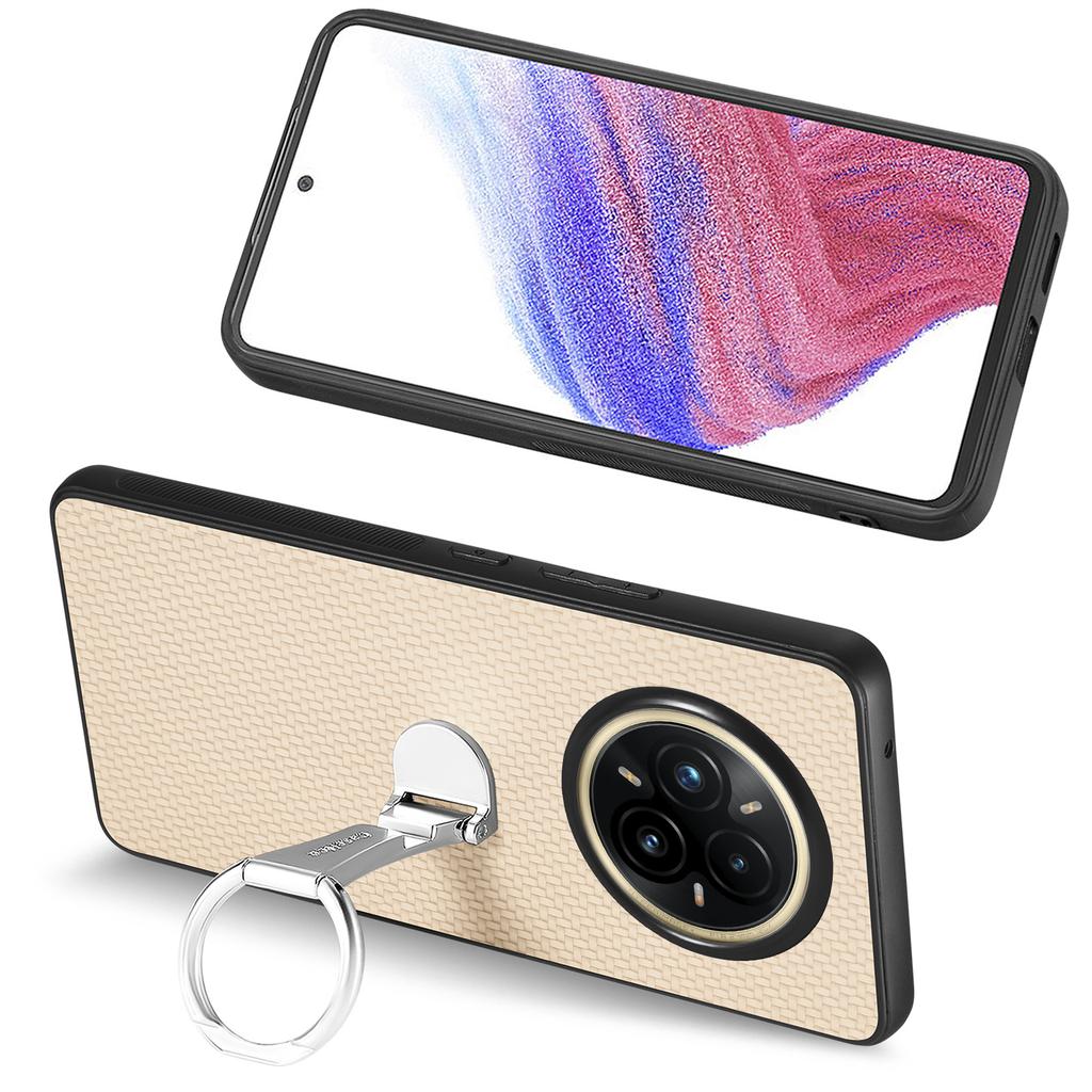 Pro Realme 14 Pro 5G Pouzdro Skládací Stojánek Kožený Zadní Kryt Textura Uhlíkových Vláken