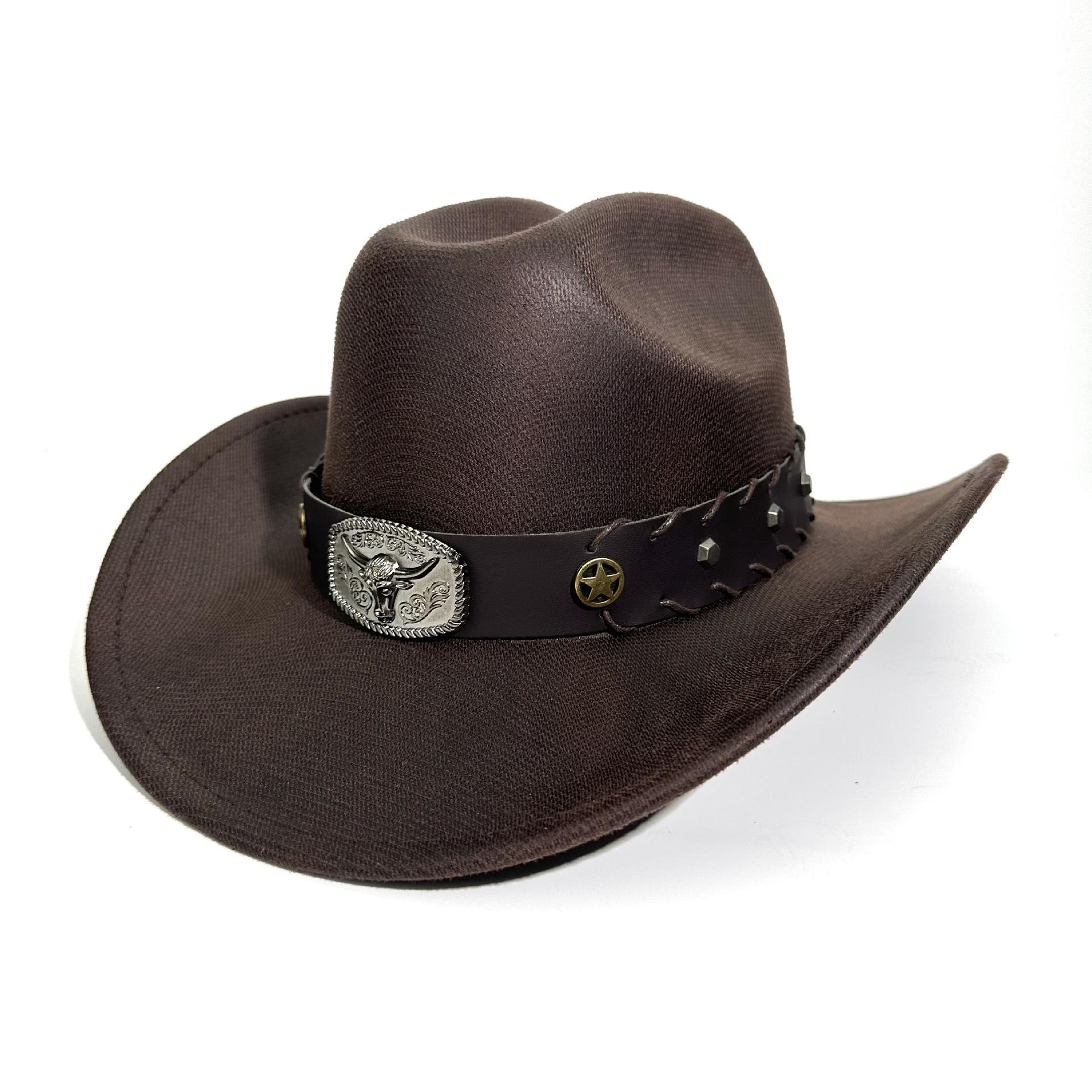 

Summer Couple Top Hat Men S And Women S Jazz Hat Hard One-Word Western Cowboy Hat M（56-58cm） темно-коричневого кольору