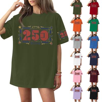 Γυναικείο Κοντομάνικο T-shirt Τοπ με Στρογγυλή Λαιμόκοψη και Σχέδιο