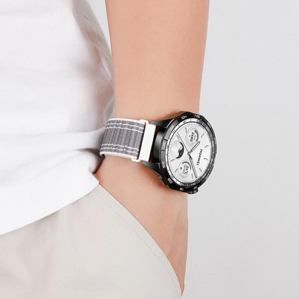 For Samsung Galaxy Watch7 44mm / 40mm Nylon Watch Band 20mm Wave Pattern Magic Tape Closure Wrist Strap