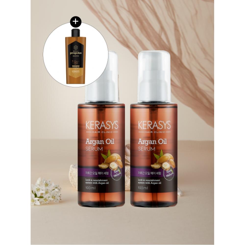 Kerasys [for Damaged Hair Only] Argan Serum 100ml X 2 Compositions+180ml Additional Shampoo NONE