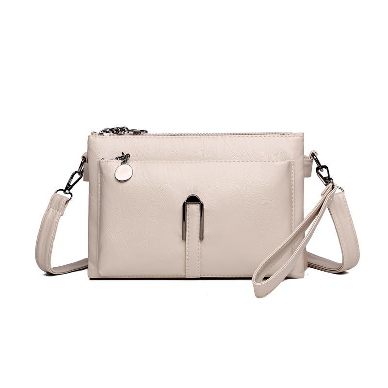 Vintage PU-Leder Mini-Tasche mit zwei Reißverschlusstaschen, Crossbody-Tasche, vielseitige Handgelenktasche für Einkäufe, den Alltag und Wochenendausflüge