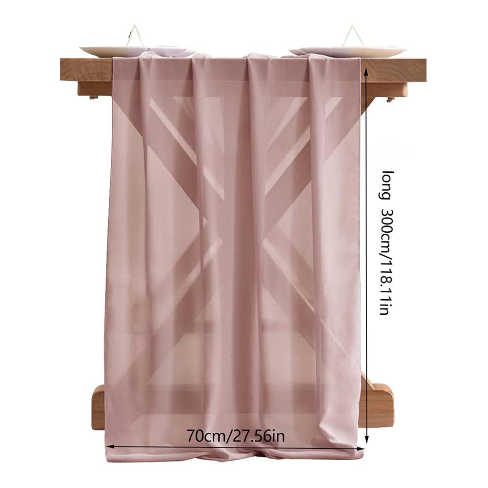 Gauze Chiffon Table Runner 300*70cm Tablecloth Wedding Birthday Party Bridal Shower Table Decoration