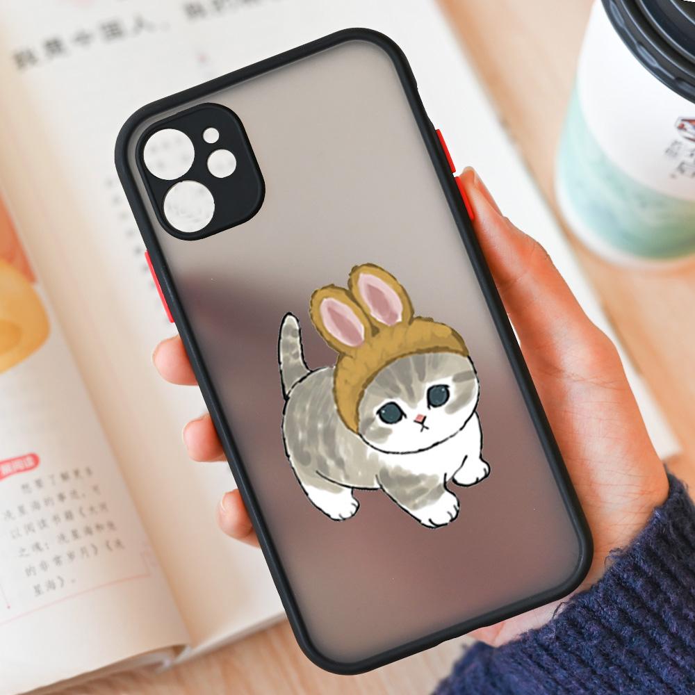 Süße Cartoon-Katze Handyhülle Für iPhone 17 16 15 11 12 14 13 Pro Max Mini X XS XR 7 8 Plus 16E Stoßfeste Harte Mattierte Hülle Fundas