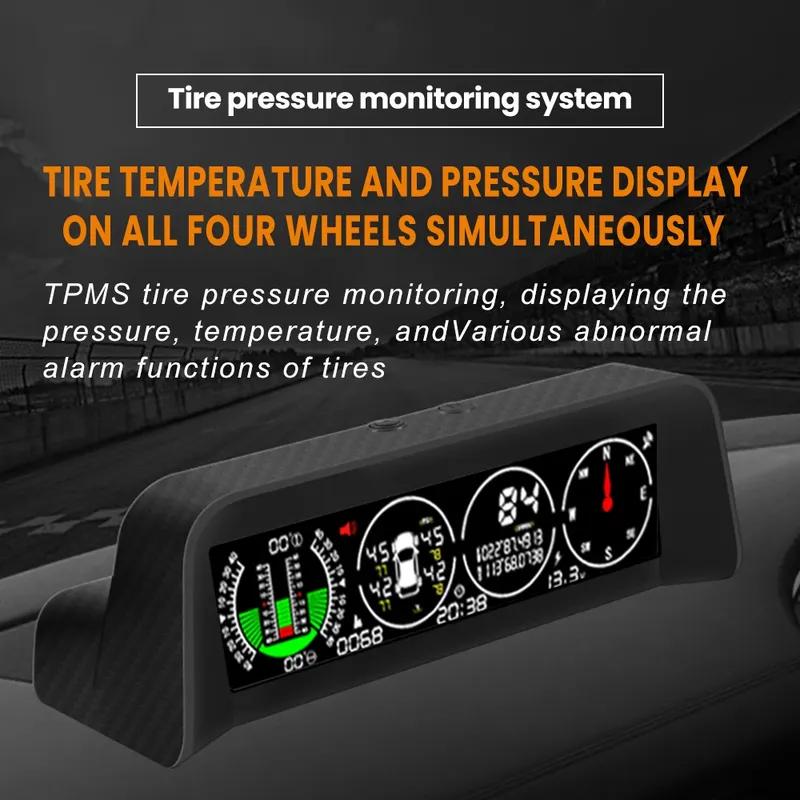 New X91 TPMS Smart Slope Meter 4 in 1 GPS TPMS Tire Monitor Inclinometer Gague Tire temperature Overspeed reminder
