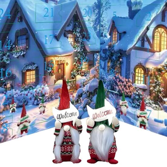 2025 Gnomes Advent Calendar 24 Days Christmas Countdown Calendar with 24 Pcs Collectible Figures Dwarf Ornaments for Holiday Decor