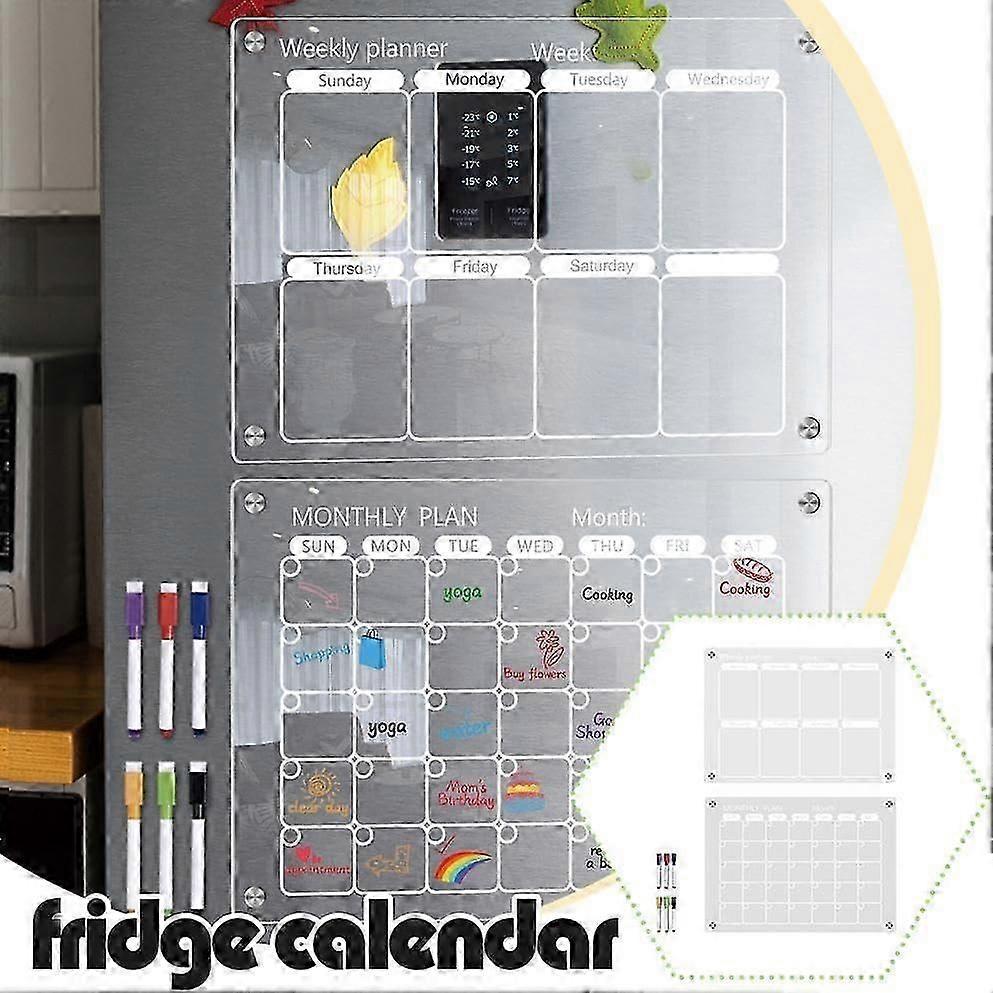 Khlschrank Magnetkalender Wochenplan Notizblock Whiteboard A1c9 Mit Lsbaren Stiftaufklebern 60 X 40 Cm WSLIHV