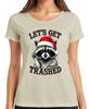 Lets Get Trashed Christmas Raccoon Santa Hat Party Funny Ladies Tshirt