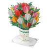 Flower Popping Up Card Vase Bouquet Style Thick Paper Vivid Colors 3D Greeting Cards for Party Anniv