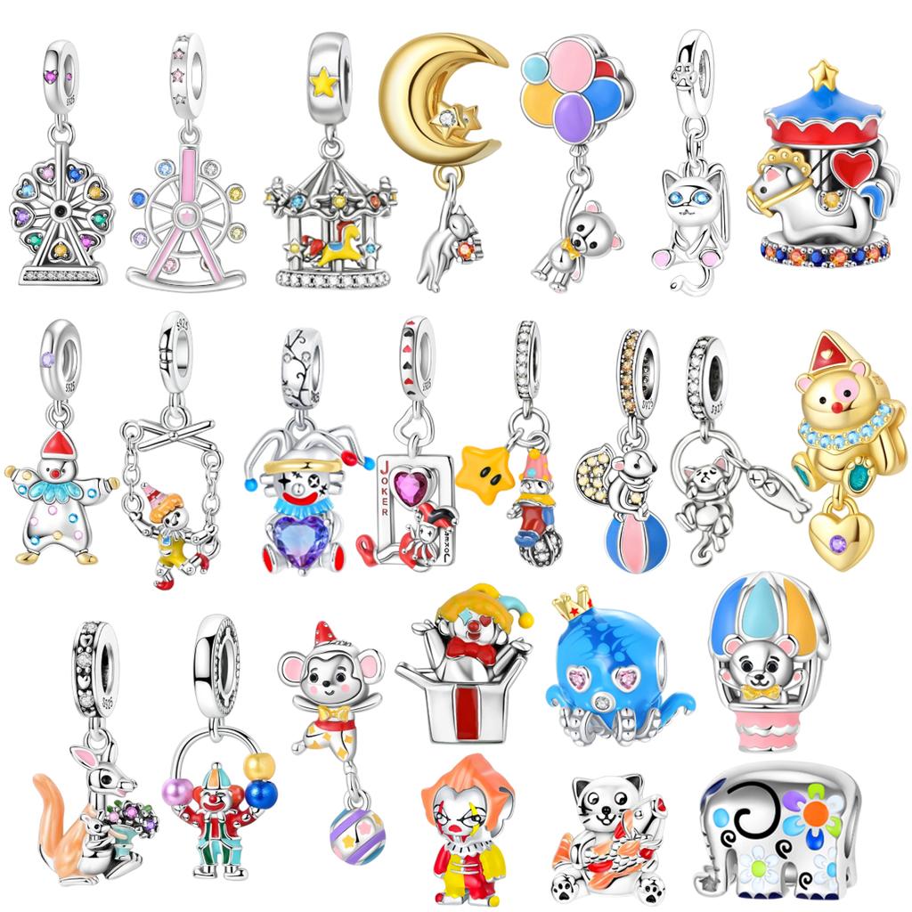 Original Kupferfarbe Clown Holzpferd Marionette Anhänger Perle Geeignet für Damen DIY Halsketten Armbänder Schmuck Geschenke