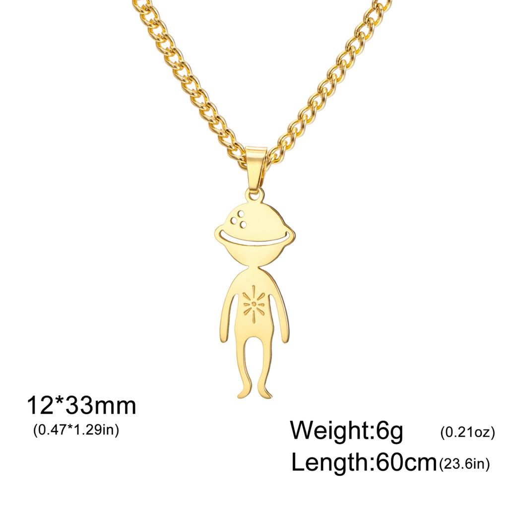  Spiral Moon Star Planet People Necklace for Children Fashion Fun Space Enthusiasts Pendant Necklaces Party Jewelry Gifts