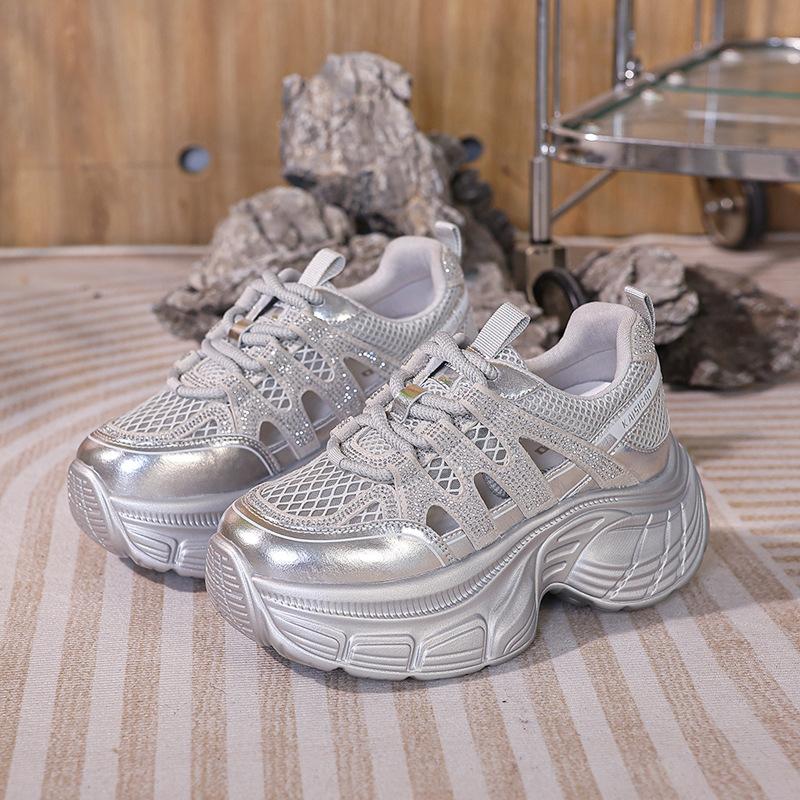 Inner height increase dad shoes women 2025 summer new versatile small mesh breathable casual sports shoes casual