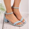 Women Sandals Summer Sandals Fashion Square Low Ladies Elegant Dress High Heels Sandal Shoes Outdoor Casual Slides Women Sandal