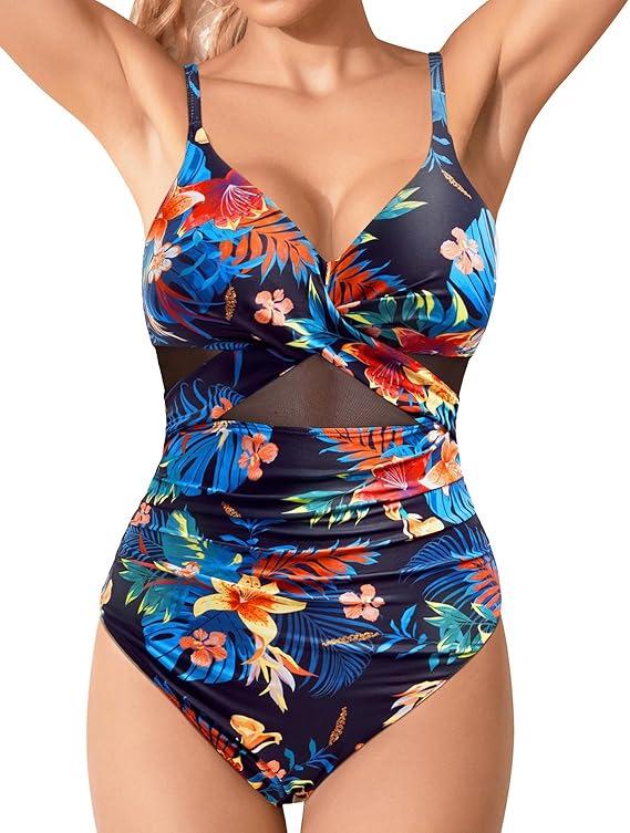 Women's Slimming Tummy Control Crossover Sporty Swimsuit