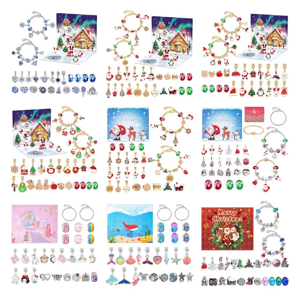 Advent Christmas Calendar Bracelets For Girls 24 Days Xmas Countdown Jewelry