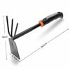 4Pcs Garden Tool Set Heavy Duty Ergonomic Handle Rake 3 Claw Tiller Gardening Hand Tools Hoe and Cultivator for Digging Weeding