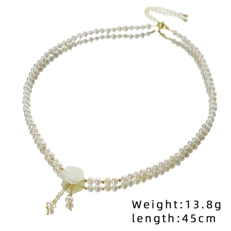 Natural Freshwater Pearl Flower Shell Zircon Necklace Creative Design High Quality Lucky Necklace Women's Jewelry GN0812