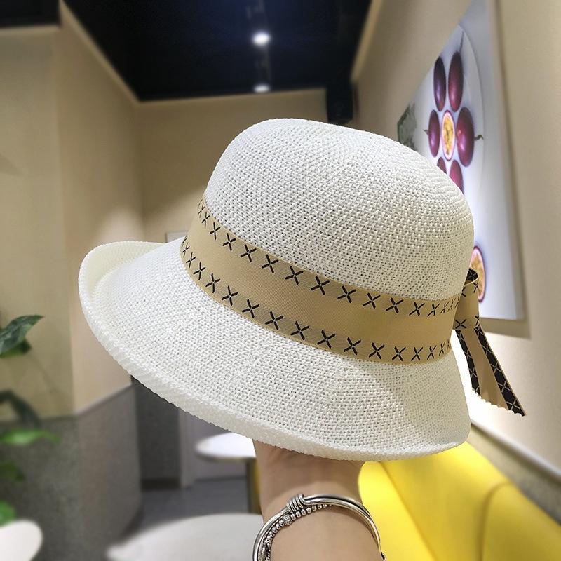 Designer Linen Breathable Fisherman Hat Women's Fashion Bow Basin Hat Holiday Sun Protection Small Rim Fisherman Hat