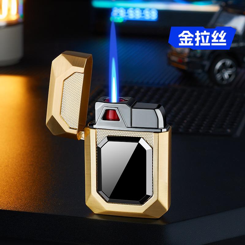 High-appearance-level Magnetic Inflatable Windproof Lighter Metal Body Blue Flame Cigarette Accessories Men's Gift