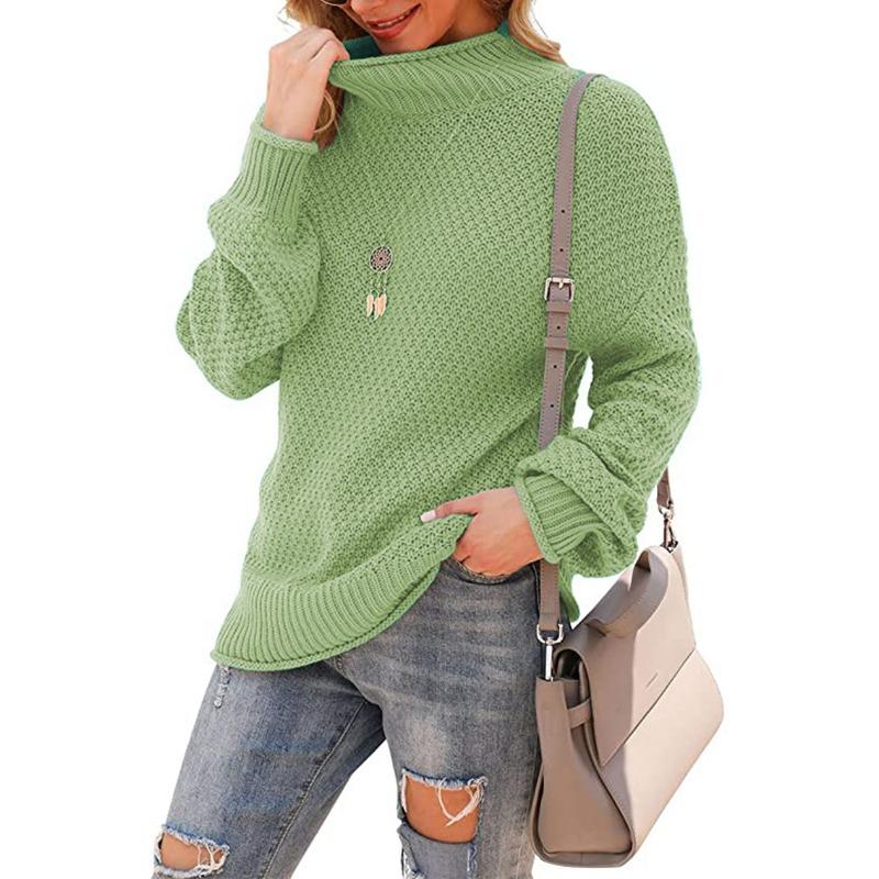 Women S Plus Size High Neck Long Sleeve Loose Knit Pullover Sweater