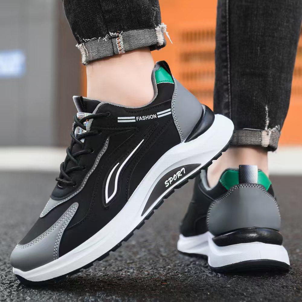 Men's shoes spring and autumn waterproof leather surface sports casual running shoes low top lightweight comfortable soft sole outdoor shoes