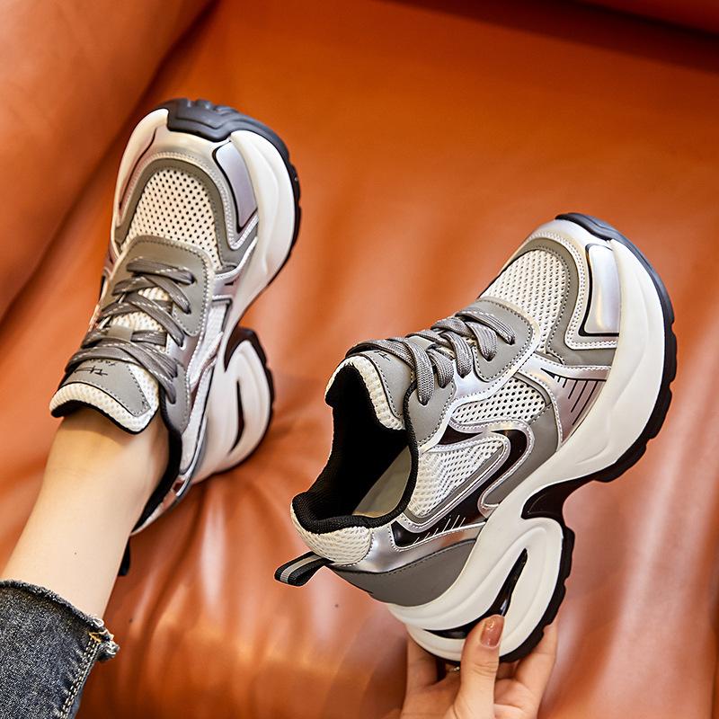 Fashion 9.5CM Air Mesh Ethnic Comfy Concise Spring Flats Rubber Luxury Chunky Sneaker Women Autumn Synthetic Leather Loafer Shoes
