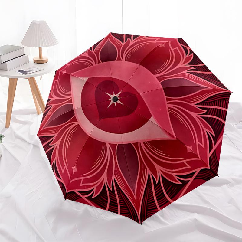 Eye of Heart Mandala Automatic Opening Rain Umbrella - Portable Folding Design, Outdoor Umbrella for Fans, Travelers & Daily Use, Perfect Gi