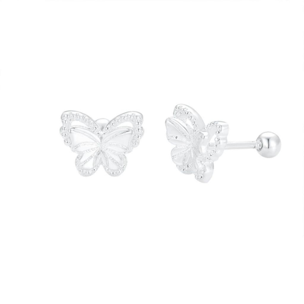 Copper Butterfly Ear Cuff Sweet Fresh 3D Design Screw-In Ear Studs Ear Candy Fashion Jewelry Accessory