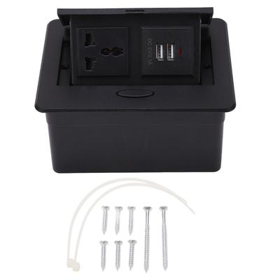 Concealed Table Outlet Power Strip 2 USB Ports Universal Bounce Desktop Socket 250V for Office School