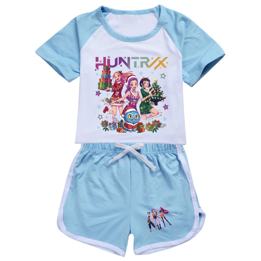 5084 Kids Girls Christmas POP Rumi Zoey Mira Print T-shirt Shorts Sport Tracksuit Clothes Set