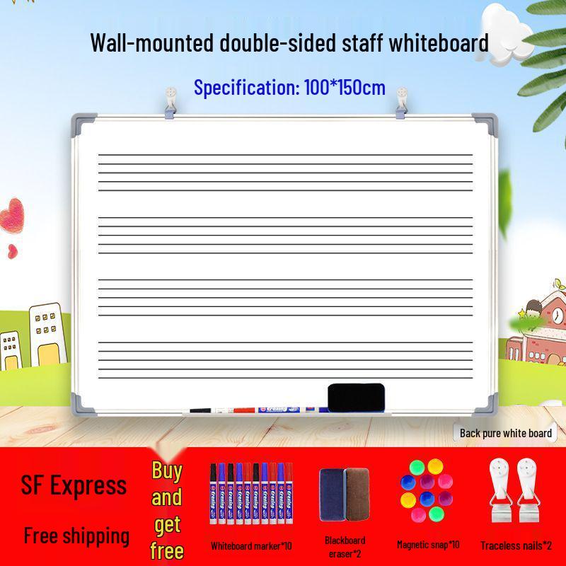Dual-Sided Magnetic Music Staff Whiteboard - Wall-Mounted Teaching & Training Board