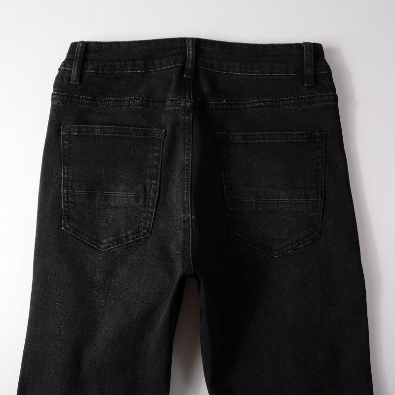 European & American Street Style Ripped Slim Fit Elastic Jeans for Men