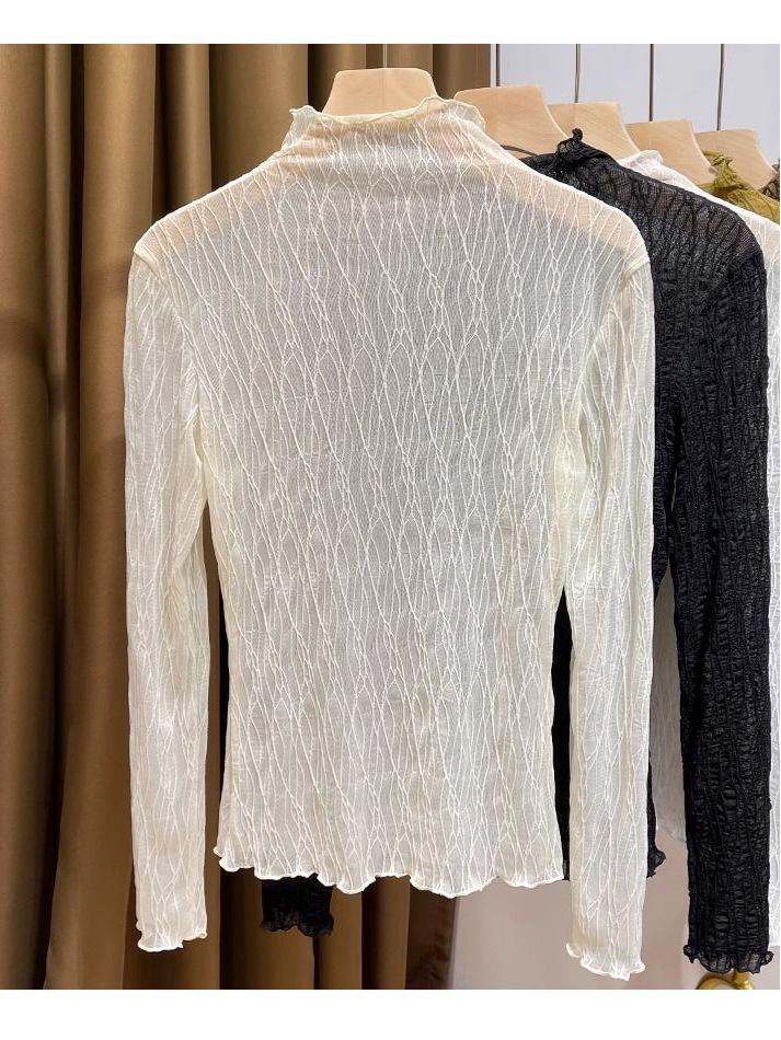 Autumn Women's Lace High Neck Sheer Fashion Shirt