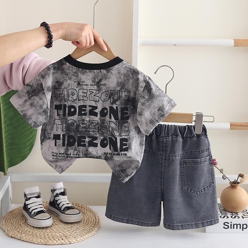Новый летний повседневный комплект для мальчиков с круглым вырезом и короткими рукавами 150