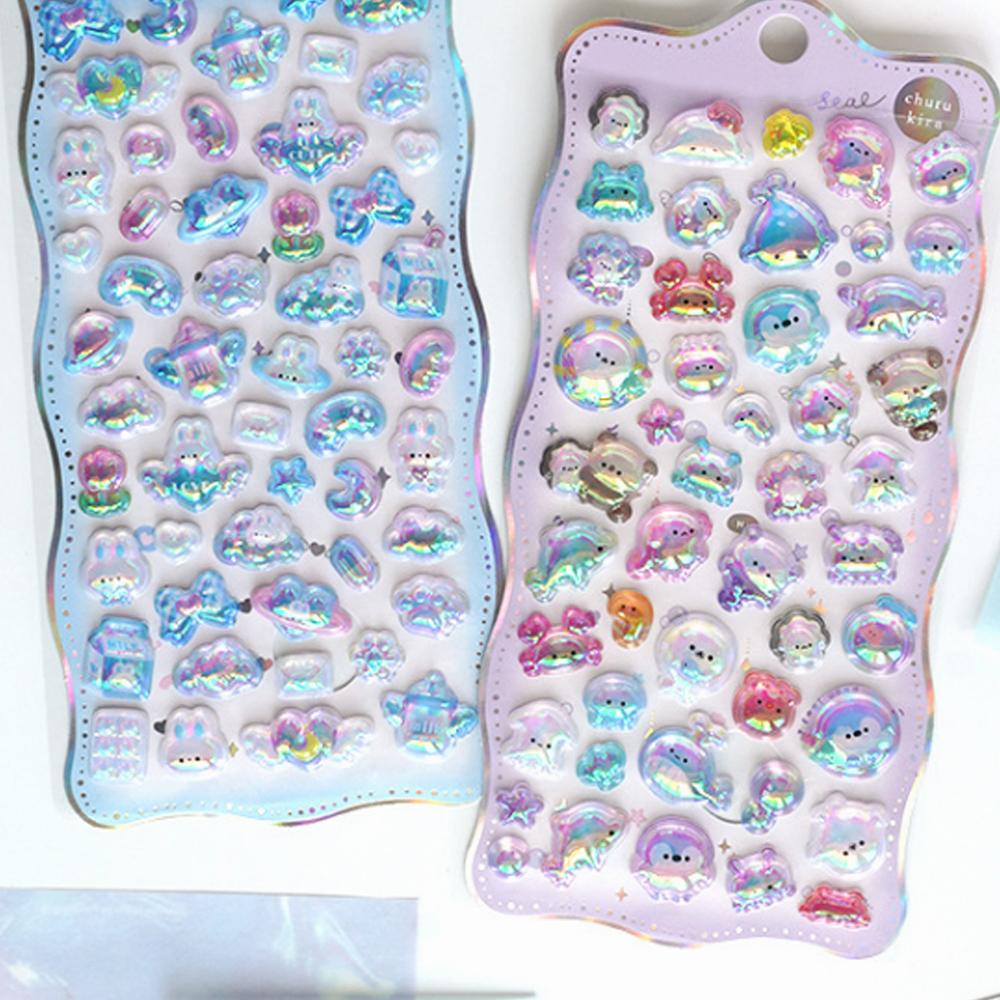 Kawaii 3D Animals Stickers Cute Mini Gradient Stickers Scrapbook Cartoon Sticker DIY Journal Stationery Art Aesthetic Stickers